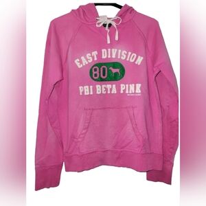 Vintage  Pink Victoria's Secret "Phi Beta Pink" Hoodie Distressed Pink & Green M